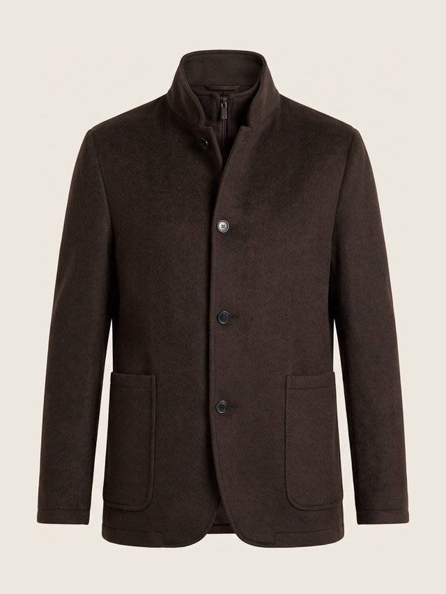 Brown field jacket, studio packshot