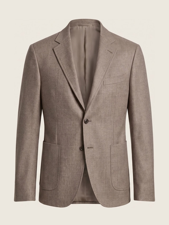 Taupe jacket, studio packshot