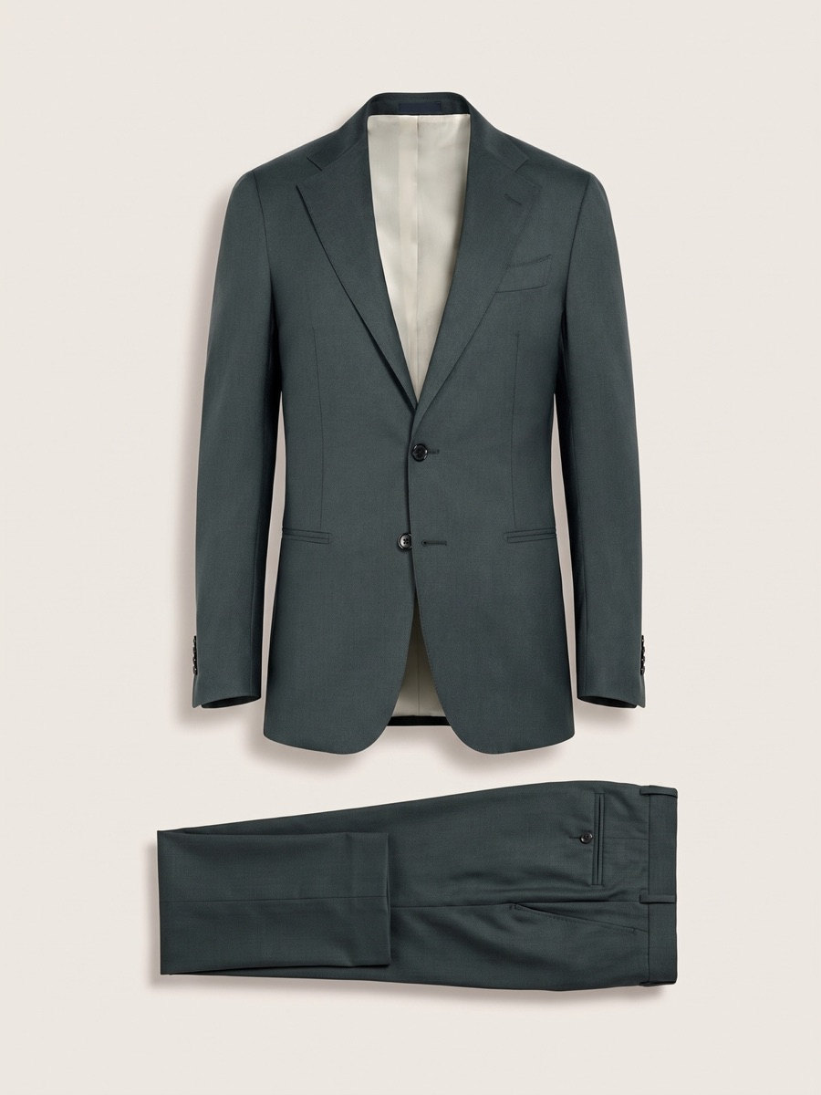 Dark green suit, studio packshot