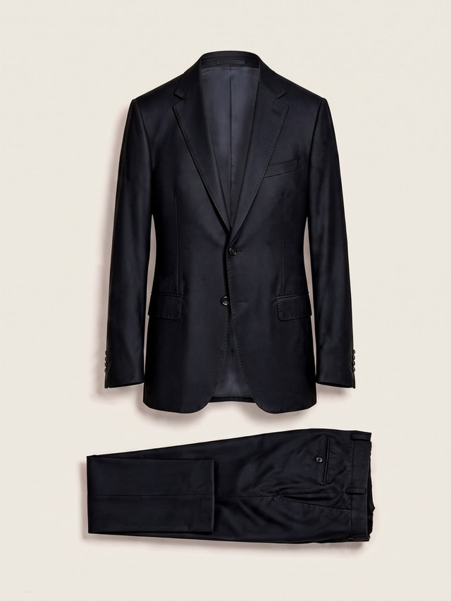 Navy suit, all season cloth, studio packshot
