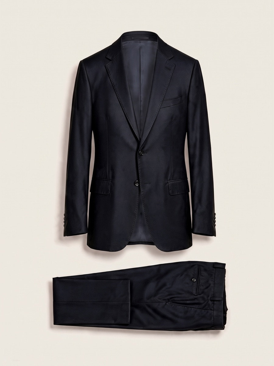 Navy suit, all season cloth, studio packshot